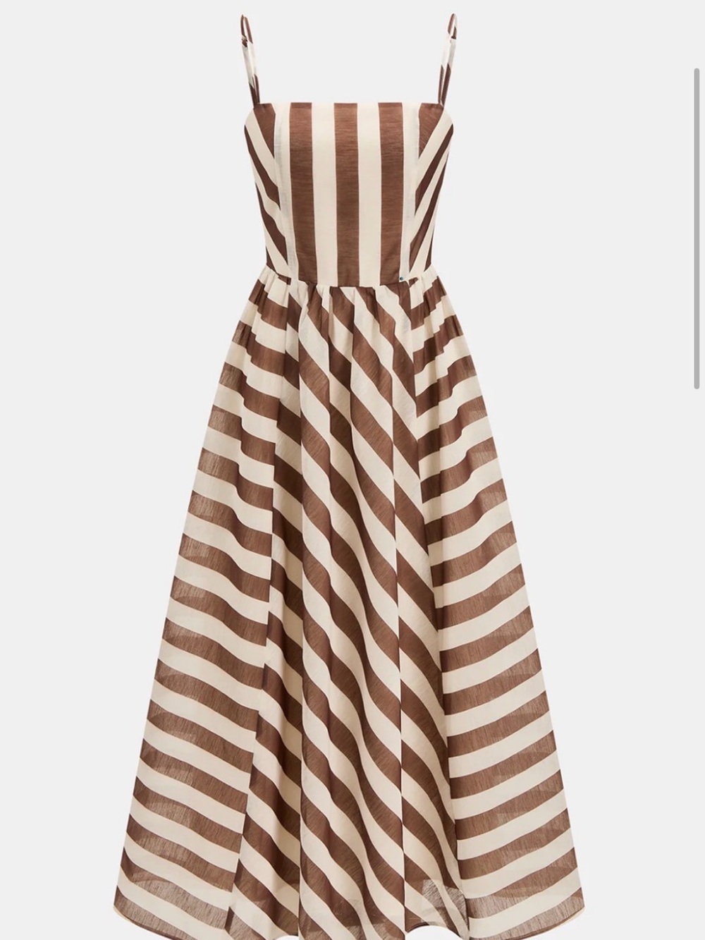 Commense Brown Cream Spaghetti Strap Striped Cami Maxi Dress Flow XS - Picture 2 of 6